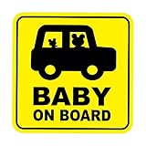 Sticker Shop Haru BABY ON BOARD マグネット くまの親子 角型 イエロー
