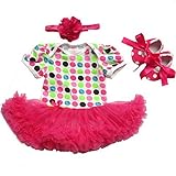 BAOHULU ベビー　女の子用　ワンピース　半袖　プリンセス　ヘアバンド/ワンピース/シューズ3点セット　ふわふわ　ヘアバンド/チュールスカート付き　プリンセススカート　写真　撮影