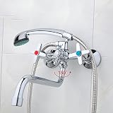 バスルームの蛇口は長い水の出口のチューブは左右に90度移動シンプルなスタイルの温水と冷水
