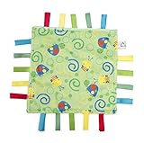Maven Baby Tag Blanket Green with Turtle and Bumble Bee. Classic Security Blanket Soothes and Provid