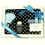 メッセージのし付 ギフト 0~4才男の子スタイ２枚・おむつマット＆ポーチ４点/ブラックブルーハート