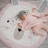 Baby Playing Mat 漫画デザインラウンドコットン再生マット 素敵なウサギの遊びクロールマットの子供部屋は、マットを飾る 純綿子供のゲームパッ ドベビープレイマットベビーマット (ピンク)