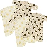 プチシュクレ(petitsucre) ワンタッチ新生児 コンビ肌着2枚組×2セットバンドル (ベージュドット/ブラウンドット)