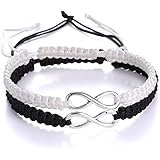 COLORFUL BLING Lucky 8 Infinity Couple Bracelet Braided Leather Rope Bangle Wrist Adjustable Chain Fit 7-9 Inch for Lover Fri