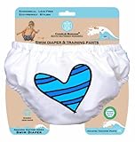 Charlie Banana Swim Diaper and Training Pants - Medium (Blue Petit Coeur on White) by Charlie Banana