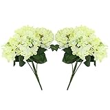 人工hydrangea1ブーケ6ヘッドシルク紫陽花ブライダル人工花Wediing装飾、ホームテーブル装飾用2個パック height:17.8Inch グリーン