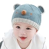 YY-Natuhi ベビー ニット帽子 男の子 女の子 新生児 帽子 耳付き とんがり ハット キャップ 秋冬 キッズ 赤ちゃん 子供 かわいい 防寒 防風 1～3歳 アウトドア クマちゃん (4ライ