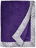 Bacati Bordered Plush Blanket, Solid Purple/Grey, 30 x 40 by Bacati