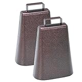 7 Inch Steel Cow Bell with Handle and Antique Copper Finish 2-Pack [並行輸入品]