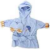 Luvable Friends Sea Character Woven Terry Baby Bath Robe with Slippers, Blue by Luvable Friends [並行輸
