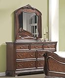 Roundhill Furniture Huat Crowning Rustic Wood Dresser and Mirror, Cherry [並行輸入品]