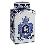 Benzara美しいShort Square Jar with a lid