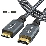 Twozoh Mini HDMI to HDMIケーブル 3M, 4K 60Hz UHD Mini-HDMIオス-HDMIオス変換ケーブル,HDMI ケーブル タイプC (HDMIミニ)
