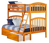Richland Bunk Bed with 2 Urban Bed Drawers, Twin Over Full , Caramel Latte [並行輸入品]