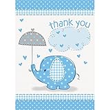 (Thank You Cards) - Blue Elephant Baby Shower Thank You Cards, Pack of 8