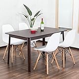 【イームズダイニング5点セット 体に馴染むイームズチェア(木脚 DSW) 4人用】 お洒落なデザイナーズ食卓セット(チャールズ・レイ・イームズ) 落ち着いたテーブル130×80cm (ホワイト色)