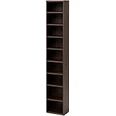 [山善] 隙間収納 棚が動かせる 本棚 スリムラック 幅26×奥行17×高さ150cm (収納目安CD180枚、コミック105冊、DVD85枚) ウォルナット(木目柄) CCDCR-2615(WL)R