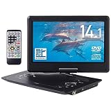 life_mart 【 DVDがどこでも楽しめる！ 】 車載バッグ付き 14型 ポータブルdvdプレーヤー 3電源 大画面 車載バッグ ポータブル dvdプレーヤー (14型)