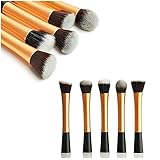 Mineof（TM）の5pcs /セットゴールドプロフェッショナルパウダーブラッシュブラシフェイシャル美容化粧品点描メイクアップツールブラシファンデーションブラシメイクアップ