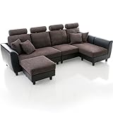 ソファ ソファー カウチソファ 3人掛け ポケットコイル 全面ヘッドレスト ダークブラウン×ブラック