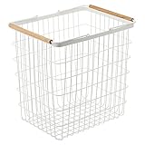 ランドリーバスケット Lサイズ tosca トスカ 洗濯かご スチールと木の組み合わせ 容量約33L