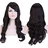 Eremi（TM）28」女性のロングカーリー波状のフルヘアウィッグダークブラウンカネカロン耐熱合成TW033
