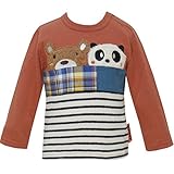 2016年 秋冬 ZOOMIC ズーミック ボーダー切替 ボアアップリケ 長袖Ｔシャツ くま・パンダ レンガ◇90cm