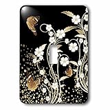 SmudgeArt Designs 2016 – ブラック背景 – Butterflies – Garden Flourish – 照明スイッチカバー – シングルトグルスイッチ( LSP _ 242