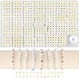 ブレスレット作成用1400Pcsタングステンビーズ4x7mmアクリルビーズブレスレット作り用品用のA-Zアルファベット ビーズ ビーズ パーツブレスレット パーツ