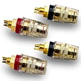 YESprime スピーカーターミナル 端子 バインディング ポスト バナナプラグ 対応 真鍮 金メッキ ターミナル端子 ソケット 赤黒 4個セット