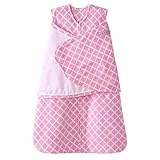 ヘイローSleepSackマイクロフリース押さえつける、ピンク幾何学、新生児