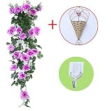 結婚式に！　造花　ローズ　薔薇　カゴ＋フック　2本セット　壁掛　人工観葉植物　インテリア　アートフラワー　フェイクグリーン　お花　可愛い　オシャレ　パーティー　イベント　室内　吊り下げ　飾り物　バラ色