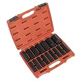 Sealeyインパクトソケットセット16pc 1 / 2 " SqドライブDeepメトリック