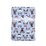 Baby Gear Plush Velboa Ultra Soft Baby Boys Blanket 30 x 40, Blue Preppy Puppy by Baby Gear