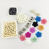 Mamimami Home 歯固め シリコーン製 ローズセット 噛のビーズ　210個/ゼント　材料パッケージ　歯固め ネックレス　おしゃぶりホルダー ガラガラ　DIYゼント BPAフリー