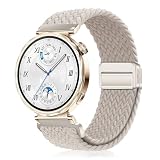 [YealRed] バンド 18mm Huawei Watch GT 6/GT 5/GT 4 41mm / Huawei Watch 5 42mm / GT 5 Pro 42mm 交換用ストラップ 弾性ナイロン製 替えベルト 編組ストラップ 磁気バックル 換え ベルト マグネットバンドファーウェイウォッチ GT 6/GT 5/GT 4 41mm に対応（スターライト）