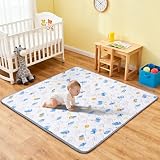 BQKOZFIN プレイマット ベビーマット 127x127x極厚2cm 折りたたみ 安全検査済み 大判 赤ちゃん 子供ゲームパッド 赤ちゃんプレイマット 滑り止め 防音 安全素材 一枚入り（127x127x2cm，象の図案）