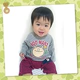 (ブーマート)BOO MART 2015 セットアップ風 切り替え ロンパース カバーオール 80cm オレンジ×サックス