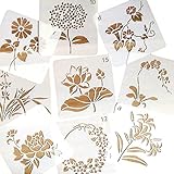 Copeflap ステンシルシート 花 手帳 描画 テンプレート ステンシルプレート 花柄 模様 (13*13cm)