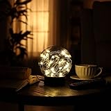 Decorative Fairy Night Light XY Decor 6.5 Dual Power Operated Glass Ball Sphere with Warm White Star