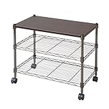 山善(YAMAZEN) メタルシェルフ テレビ台 幅60 奥行35 高さ51) 3段 キャスター付き ニッケルブラック MJ-V51633CH(BN)