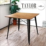 ダイニングテーブル 80 TAYLOR タイラー アンティーク アイアン スチール 脚 オシャレ 単品 北欧 木製 天然木 ニレ材 2人 2人用 アンティーク調 アンティーク風 カフェ カフェ風 カフェテーブル レトロ 古木風