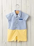 Kid's zoo (キッズズー) ベビー 先染め シャツ コーディネート 風 ロンパース 赤ちゃん 男の子 ベビー服 半袖 70㎝ イエロー 50282 50282011