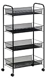 メッシュ 4段 ワゴン ブラック N-9194