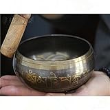Weryn（TM）1セット銅サウンドボウル施し物ボウルヨガ中国のチベットミーハンドスティック金属工芸[9センチメートル]でボウルを歌うDITAション