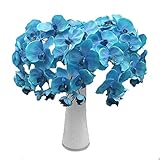 魔法使いハウルと火の悪魔31インチ人工花人工シルク胡蝶蘭Orchid Stems Bouquetsウェディングパーティーホームガーデン装飾 Package Quantity: 5 pcs ブルー A0