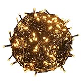 RPGT 300 LEDs シャンパンゴールド温白・金32メートルのダークグリーンワイヤ　クリスマスツリーイルミネーションライト30V安全低電圧　8つのモードがあり、クリスマスパーティー、屋外配置、結