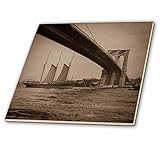 3drose Scenes from the Pastマジックランタン – ヴィンテージセピアトーンブルックリンブリッジTall Sailing Ship NYC 1880年代 – タイル 8-Inc