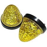Customize（カスタマイズ） 24V トラック用 LED マーカーランプ サイド マーカー クリスタルカット仕様 16LED 汎用 イエロー/レッド/ホワイト/アンバー 各色 (2個, イエロー)