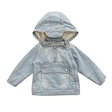Marc janie赤ちゃん男の子ストライププレウォッシュデニムフード付きジャケット カラー: ブルー